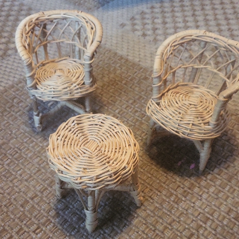 Wicker Doll Furniture Set - Natural Tan